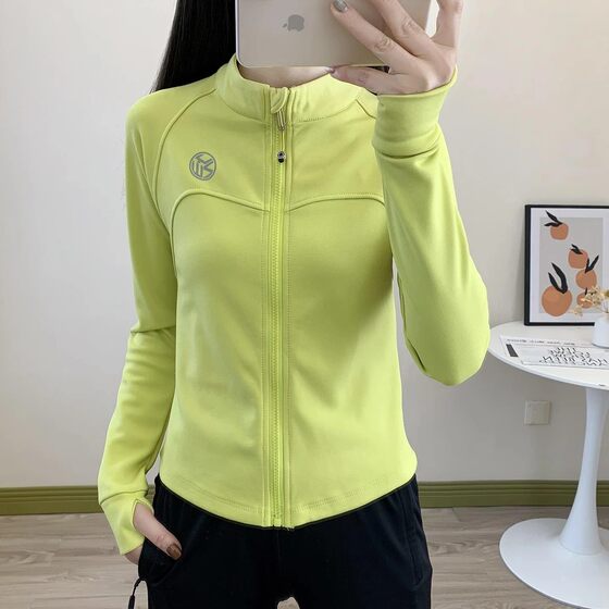 
Autumn and winter thin velvet jacket fitness clothing women's slim-fitting cardigan warm sports top dance running yoga clothing
