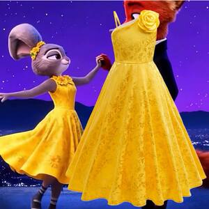 
Zootopia 2 Judy cos clothing children's suit gold dress Judy long evening dress bunny dress in stock