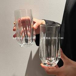 High-Quality Cocktail Glass, Cold Drink Soda Sparkling Water Glass, Korean ins Internet-Famous Glass Cup, Hexagonal Drink Cup