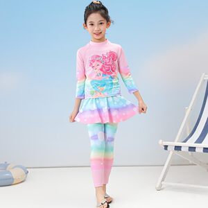 Children's swimsuit female new split sunscreen girls swimwear long -sleeved trousers small middle school children student girl swimsuit
