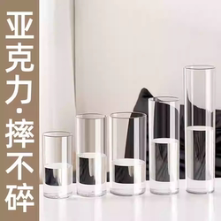 Acrylic Hydroponic Turtle-Leaf Plant, Marian Bird of Paradise, Transparent Vase, Home Modern Living Room Decoration, Floor-Standing Flower Arrangement