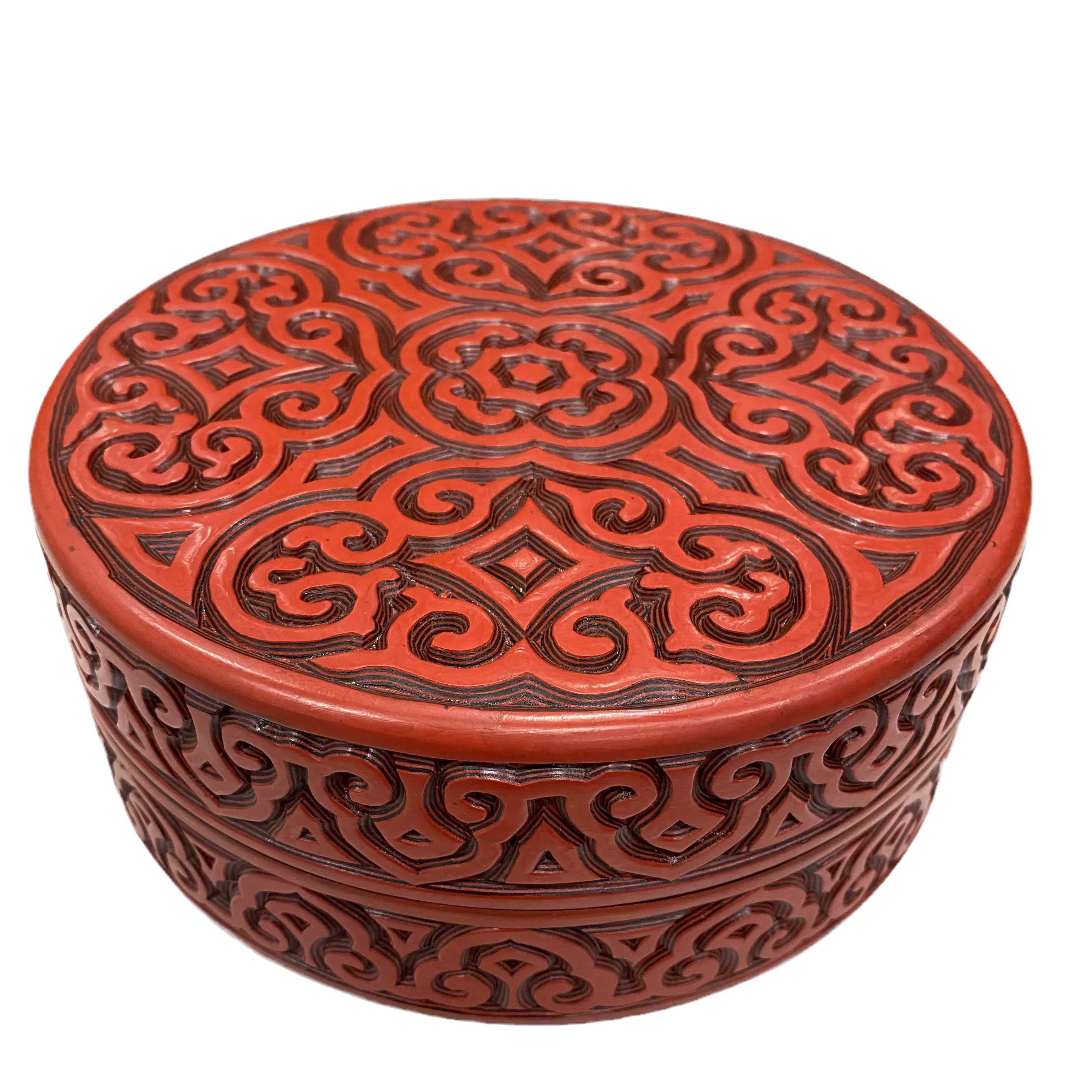 雕漆剔紅漆器純手工大漆木胎捧盒剔犀雲雕首飾盒中國特色傳統工藝-Taobao