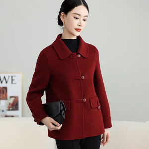 
Small short double-sided wool coat for women 2025 autumn and winter new red wool wool coat versatile top