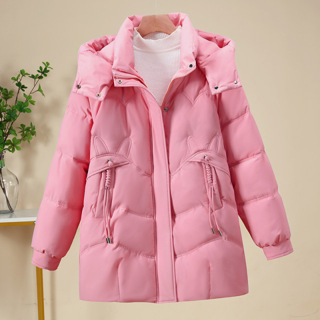 Down cotton jacket for women 2024 new mid-length Korean style fashionable loose large size thickened warm super good-looking jacket