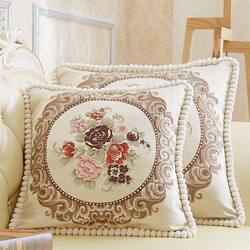 European-Style Sofa Living Room Plush Pillowcase Cushion with Core, Large Headboard Backrest Lumbar Support Cushion Jacquard Nordic