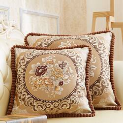 European-Style Sofa Living Room Plush Pillowcase Cushion with Core, Large Headboard Backrest Lumbar Support Cushion Jacquard Nordic