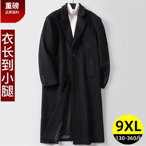 
British woolen coat men's long over-the-knee plus fat plus size woolen cashmere Korean style windbreaker coat thickened in winter