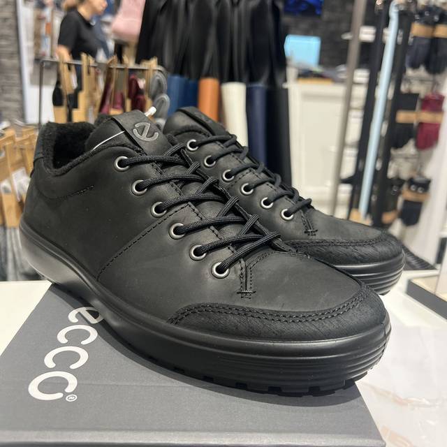 ECCO Aikou male casual shoes with velvet warm round head black ...