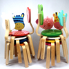 Environmentally friendly solid wood super cute children,s cartoon chair european animal chair home back chair kindergarten non-slip stool