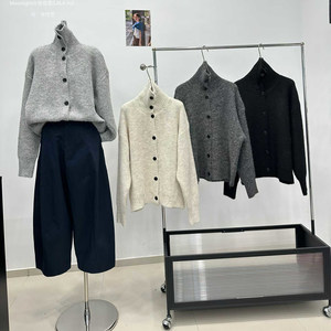 
Korean style~high collar wool single-breasted knitted cardigan sweater jacket
