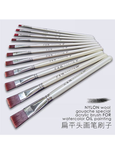 10 Pinceaux De Détail En Nylon - Pour Peinture Acrylique, Huile, Aquarelle, Longueur 170 Mm, Idéaux Débutants