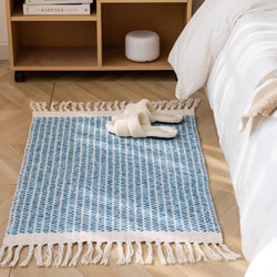 Nordic simple hand-woven herringbone pattern pure cotton floor mat