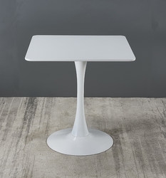 Nordic White Slate Square Table, Simple Milk Tea Shop Coffee Table, Reception and Negotiation Table, Balcony Tulip Lacquered Table