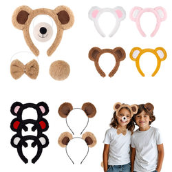 New Cartoon Bear Hairband for Women, Face Washing Hairpin, Rabbit Fur Headband, Cute Plush Headband, Wholesale Hair Accessories, Bear Ears