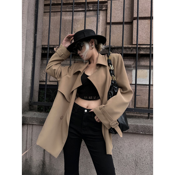 
PAPERLLL Xinjian modern epaulette classic lapel shoulder short windbreaker women's autumn and winter simple and capable coat