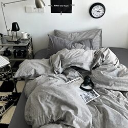 Japanese Style ins Style High-Looking Simple Pure Color Quilt Cover Four-Piece Set Bedding Bed Sheets Student Dormitory Three-Piece Set 4