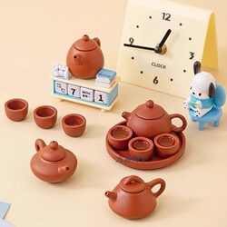 Smoking Milk Tea Cute Tea Set Mini Teapot Kung Fu Tea Cup and Tray Set Pretend Play Children's Toy Educational Gift