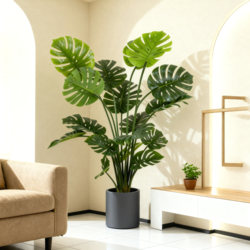 Monstera Artificial Green Plant High-End Light Luxury Decorative Ornament Living Room Indoor Floor-Standing Small Potted Fake Green Plant Landscaping
