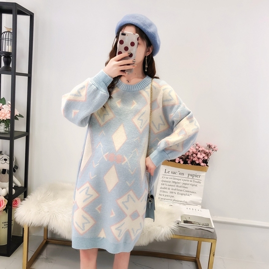 green emerald velvet dress Korean Dress Sweater main image 1
