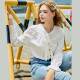 A02 Blade Black Low Low Large Fun Sleeve Women's Shirt 2025 Spring Sweet and Constellation Simple Jacket