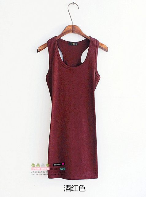 Pure cotton spring and summer base shirt suspender vest skirt women's I-line dress mid-length hip slim vest