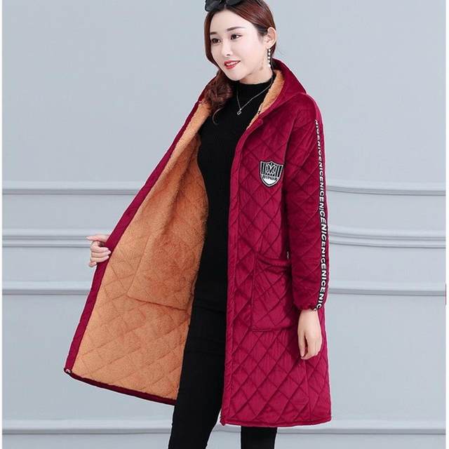 
Cotton coat women's winter Korean style velvet warm smock coat thickened fashionable work clothes large size mid-length cotton jacket