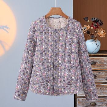 Comfortable winter cotton-padded jacket with small cotton jacket and inner liner floral girl, middle-aged and elderly grandma warm cotton coat coat cotton coat
