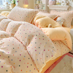 2025 New Winter Thickened Milk Velvet Four-Piece Bedding Set Double-Sided Fleece Coral Fleece Bed Sheet Duvet Cover Three-Piece Set