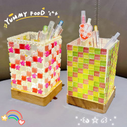 Mosaic Pen Holder DIY Material Kit Children's Educational Toy Girl's Birthday Gift Sparkling Diamond Glowing Light Set
