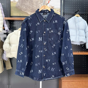 
MLB autumn new men's and women's same style cow NY old flower all-printed college style jacket denim jacket trend 3ADRM0244