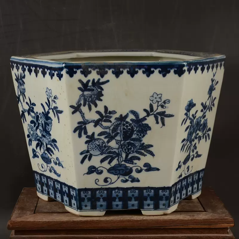 青花六方鉢 盆栽鉢 景德鎮 工芸品 装飾品 花器 美術品 置物 陶芸 青花六方鉢 盆栽鉢 景德鎮 工芸品 装飾品 花器 美術品 置物 陶芸 青花