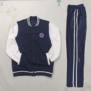 
Spring and autumn primary and secondary school uniforms for men and women, navy blue and white contrasting tops and straight trousers with velvet