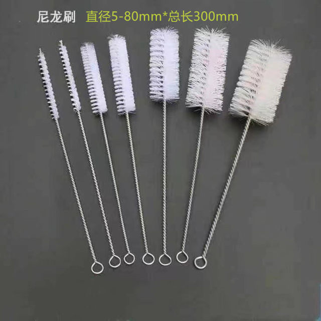 High temperature resistant nylon wire brush White plastic nylon wire milk tube long handle inner hole test tube cleaning glass bottle cleaning brush