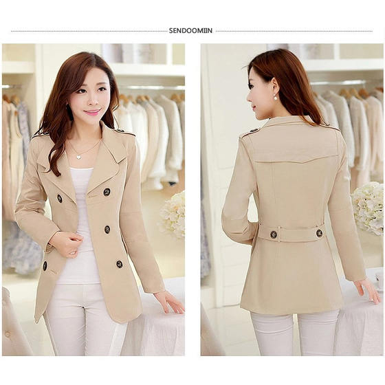 
New autumn and winter women's windbreaker short coat khaki short windbreaker slim and slim Korean version special price clearance