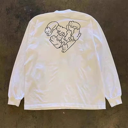 Make Money and Do Charity! 310g Pure Cotton, Non-See-Through! Love-Themed Cat Oversize Long-Sleeve T-Shirt for Street Style, Unisex