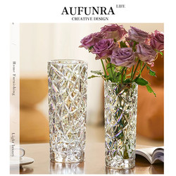 Aufunra Nordic Fashion ins Style Thickened Glass Water-Cultured Rose Lily Dried Flower Arrangement Decoration Living Room Vase