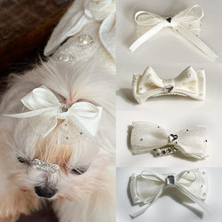 Pet luxury hairpin bow with diamond clip