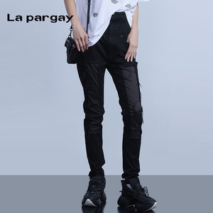 Napajia 2024 summer new black casual jeans simple splicing design high-waist slimming pencil pants