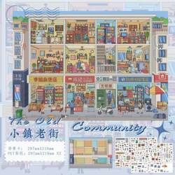 Miniature Town Street Scene Large-Sized Miniature Landscape Stickers DIY Stress-Relief Grid Room Scene Building Decoration