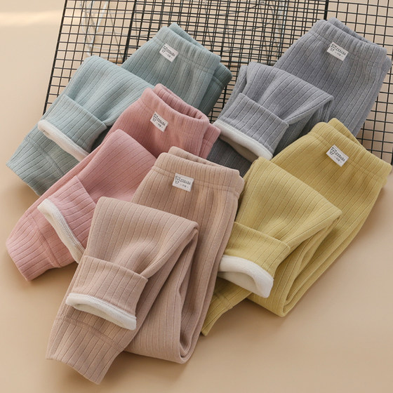 Children's velvet thickened German velvet warm pants for winter boys and girls school uniforms cotton pants leggings baby middle and large children autumn pants
