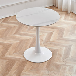 Light Luxury Balcony Small Round Table, Business Reception Coffee Table, White Minimalist Slate Coffee Table, Leisure Chair, Reception Room