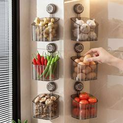 Bekai's New Kitchen Storage Rack, Onion, Ginger, and Garlic Storage Box, Suction Cup Storage Rack, Wall-Mounted Ginger and Garlic Storage Organizer