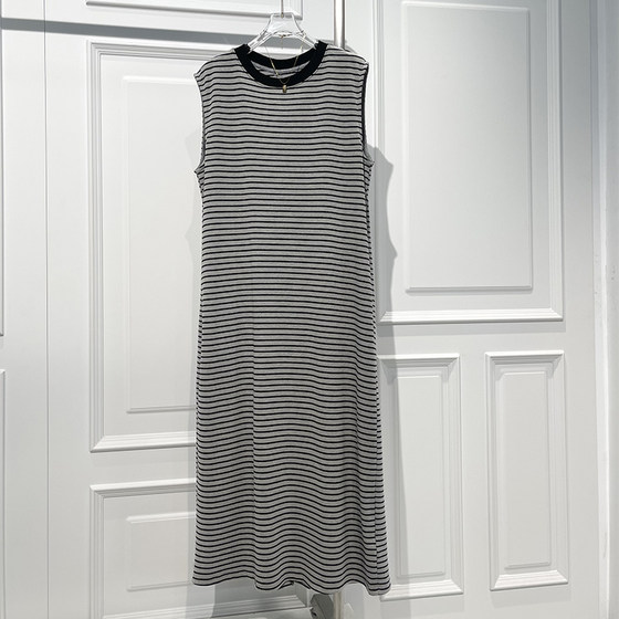 
Casual style versatile relaxed sleeveless striped vest dress for women 2025 spring and summer new tall and slim T-shirt long skirt