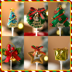 Christmas Decoration Insert Card Cake Insert Paper Cup Wreath Ornament Ornament Birthday Strawberry Tower Cartoon Star Tree