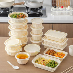 Corn Starch Lunch Box, Disposable, Biodegradable, Food-Grade, Household Fast Food Box, Microwaveable