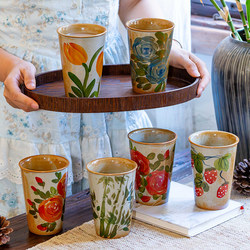 Jingdezhen Ceramic Cola Cup Water Cup Underglaze Color Chinese Style Household Retro Clay Tea Cup Hot Drink Cup Coffee Cup