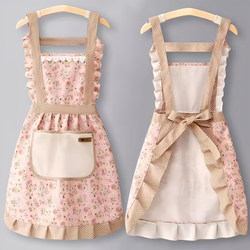 Hand-Wipeable Canvas Apron for Home Kitchen, Stain-Resistant, Anti-Fouling, Oil-Proof, Breathable, Female Princess Dress, Cooking Apron, Work Clothes
