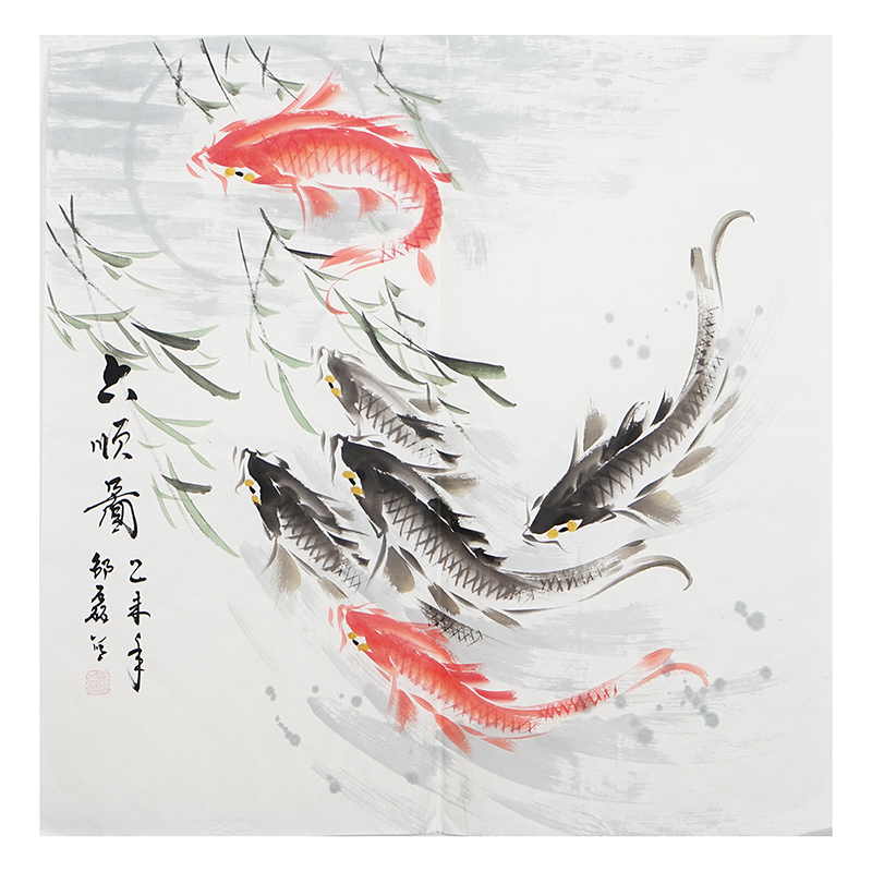 新中国風 手描き 米紙 花鳥画 - 四時