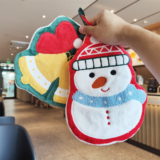 Ito family Christmas rubbing scarf can hang the animal thickened coral velvet, water absorption, dry cloth kitchen embroidery
