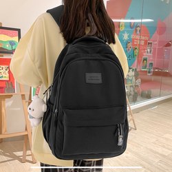 Middle School Student Schoolbag Female Junior High School Student Large Capacity Solid Color Simple Backpack Male Black American Style Computer Bag 16 Backpack